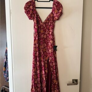 Lulu's Floral Red Midi Dress